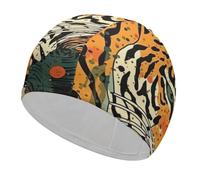 Bonnet de bain à imprimé botanique Tigre, bonnet de bain haute élasticité pour homme et femme, durable, imperméable, garde les cheveux au sec, parfait pour la piscine, la plage, la natation