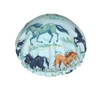 Bonnet de bain à motif sans couture de chevaux nobles au galop