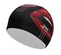 Bonnet de Bain à Paillettes et lèvres Rouges diamantées, Bonnet de Bain Souple, Haute élasticité, Unisexe, léger