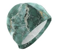 Bonnet de bain à texture de marbre irrégulière vert doré pour homme, cheveux courts, imperméable, protection des cheveux et réduction de la traînée, Gorro para natacion Mujer
