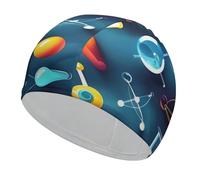 Bonnet de bain abstrait science chimie pour adulte, bonnet de bain en tissu élastique, bonnet de bain confortable pour cheveux longs et courts