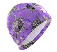 Bonnet de bain Art Tortue d'eau Reptile Violet pour adultes Unisexe Cheveux courts Imperméable Protection des cheveux et réduction de la traînée Gorras de natacion para mujer