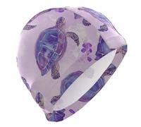 Bonnet de bain Art Tortue d'eau Reptile Violet pour homme Cheveux courts Imperméable Protection des cheveux et réduction de la traînée Gorro para piscina mujer