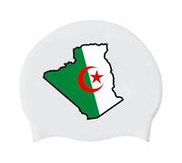 Bonnet De Bain avec Drapeau Algérien Bonnet De Bain Fantaisie Adapté Aux Cheveux Longs Et Courts Bonnets De Bain Silicone pour Plage Piscine Bonnets De Bain pour Femmes Hommes Adultes Unisexe Algérie
