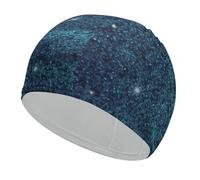 Bonnet de bain bleu sarcelle à paillettes pour adulte, tissu élastique, bonnet de bain confortable pour cheveux longs et courts