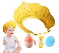 Bonnet de bain, bonnet de bain,Chapeau à visière avec jauge de température de l'eau et tasse à shampoing | Casquette de sécurité avec brosse à shampoing pour la protection des yeux et des oreilles