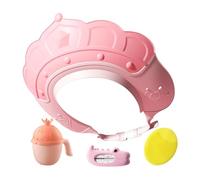 Bonnet de bain, chapeau de douche pour | Visière de bain avec jauge de température de l'eau et tasse à shampoing - Bonnet de shampoing avec brosse à shampoing, protège les oreilles et les yeux