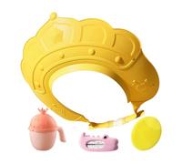 Bonnet de bain, chapeau de douche pour | Visière de bonnet de bain avec jauge de température de l'eau et tasse à shampoing | Casquette de visière de sécurité avec brosse à shampoing pour laver la tête