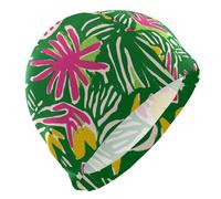 Bonnet de bain coloré vert tropical pour homme - Cheveux courts - Imperméable - Protection des cheveux et réduction de la traînée - Gorro de natación para mujer