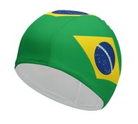 Bonnet de Bain Confortable avec Drapeau brésilien pour Femmes et Hommes, Classique, pour Cheveux Longs et Courts