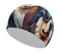 Bonnet de bain confortable pour chien portant des lunettes - Pour réduire la traînée et protéger les poils - Durable et souple - Élastique - Garde la coiffure inchangée - Pour homme et femme