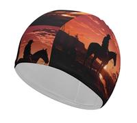 Bonnet de bain Cowboy West - Haute élasticité - Pour homme et femme - Durable - Imperméable - Garde les cheveux au sec - Parfait pour la piscine, la plage, la natation sur les genoux