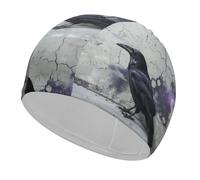 Bonnet de bain Crow on the Ground - Haute élasticité - Pour homme et femme - Durable - Imperméable - Garde les cheveux au sec - Parfait pour la piscine, la plage, la natation