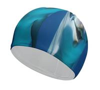 Bonnet de bain dauphin avec sourire - Haute élasticité - Convient aux cheveux longs et courts - Confortable - Grand bonnet de douche pour réduire la traînée et protéger les cheveux