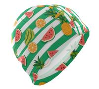 Bonnet de bain d'été à rayures vertes et blanches pour cheveux courts et chauves pour la natation, protection des cheveux et réduction de la traînée gorras para nadar de mujer