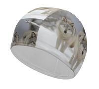 Bonnet de bain deux loups marchant dans la neige, bonnet de bain haute élasticité pour homme et femme, durable, imperméable, garde les cheveux au sec, parfait pour la piscine, la plage, la natation