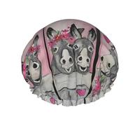 Bonnet de bain double couche imprimé âne et fleur pour homme et femme réutilisable, léger et doux