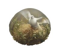 Bonnet de bain double couche imprimé herbe et colombe pour homme et femme réutilisable, léger et doux