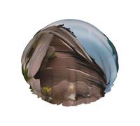 Bonnet de bain double couche imprimé parc national des glaciers pour homme et femme réutilisable, léger et doux
