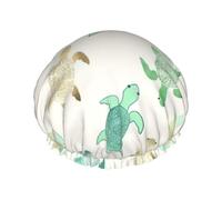 Bonnet de bain double couche imprimé tortue pour homme et femme réutilisable, léger et doux