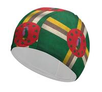 Bonnet de Bain élastique Vintage avec Drapeau de la Dominique pour Homme et Femme, Compatible avec Cheveux Longs et bouclés, Accessoire de Bain