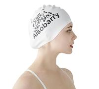 Bonnet de Bain en Silicone pour Femmes Cheveux Longs Bonnet de Natation Imprimé Tigre Imperméable Femme Bonnet de Bain Extensible pour Piscine Spa Plage (Blanc)