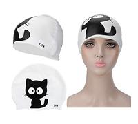 Bonnet de Bain en Silicone Souple, Unisexe, Haute élasticité, Léger pour la Natation (Chat Ordinaire)
