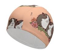 Bonnet de bain en tissu avec deux cochons d'Inde à suspendre pour cheveux courts et longs pour garder les cheveux secs, bonnet de bain imperméable pour homme et femme, extensible, confortable