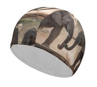 Bonnet de bain en tissu avec deux éléphants pour les cheveux courts et longs pour garder les cheveux secs, bonnet de bain imperméable pour homme et femme, extensible, confortable, antidérapant