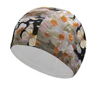 Bonnet de bain en tissu avec papillons et fleurs de narcisse, bonnet de bain pour cheveux courts et longs pour garder les cheveux secs, bonnet de bain imperméable pour homme et femme, extensible