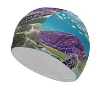 Bonnet de bain en tissu tortue de mer hawaïenne pour cheveux courts et longs pour garder les cheveux secs, bonnet de bain imperméable pour homme et femme, extensible, confortable, antidérapant