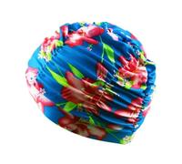 Bonnet De Bain Femme Bonnet de Bain avec pétales Fleurs et Perles, Cheveux Longs, léger, Style Vintage, Sports Nautiques(Blue baihe Flower)