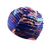 Bonnet De Bain Femme Bonnet de Bain avec pétales Fleurs et Perles, Cheveux Longs, léger, Style Vintage, Sports Nautiques(Blue Leaves)