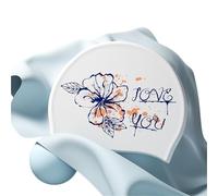 Bonnet De Bain Femme Bonnet de Bain en Silicone imperméable et Durable for Cheveux Longs sans Glissement for Femme(Love Flower)