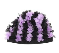 Bonnet de Bain Femme Rétro à Fleurs 3D en Nylon, Extensible | Imperméable, Bande Silicone Antidérapante Intérieure, Bord Large, pour Natation, Plongeon et Brasse