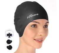 Bonnet de Bain, Firesara Original à Jour Bonnet de Natation 3D Ergonomique Confortable Durable pour Enfants Adultes Femme Hommes pour Cheveux Longs ou Courts avec Clip de Nez et Bouchons d'oreille