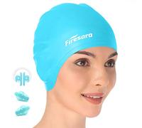 Bonnet de Bain, Firesara Original à Jour Bonnet de Natation 3D Ergonomique Confortable Durable pour Enfants Adultes Femme Hommes pour Cheveux Longs ou Courts avec Clip de Nez et Bouchons d'oreille