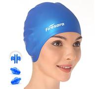 Bonnet de Bain, Firesara Original à Jour Bonnet de Natation 3D Ergonomique Confortable Durable pour Enfants Adultes Femme Hommes pour Cheveux Longs ou Courts avec Clip de Nez et Bouchons d'oreille