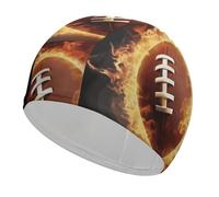 Bonnet de bain flamboyant de football américain, bonnet de bain haute élasticité pour homme et femme, durable, imperméable, garde les cheveux au sec, parfait pour la piscine, la plage, la natation