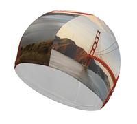 Bonnet de Bain Golden Gate Bridge Tendance, léger et imperméable pour Adultes aux Cheveux Longs, épais et bouclés.