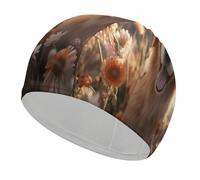 Bonnet de bain Golden Retriever et fleurs - Bonnet de douche confortable pour réduire la traînée et protéger les cheveux - Durable et souple - Élastique - Garde la coiffure inchangée pour homme et