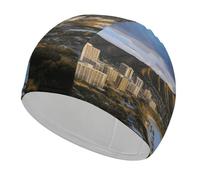 Bonnet de Bain Hawaii Skyline Diamond Head Volcano, Bonnet de Bain résistant et très élastique, Convient aux Cheveux Longs et Courts (Hommes et Femmes)