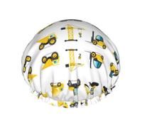 Bonnet de bain imprimé camion de machines lourdes, protecteur de cheveux double couche, couverture élastique pour le lavage du visage, 27 cm
