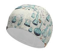 Bonnet de bain imprimé chimie pour adulte, bonnet de bain en tissu élastique, bonnet de bain confortable pour cheveux longs et courts