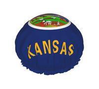 Bonnet de bain imprimé drapeau du Kansas pour cheveux longs et courts, bande élastique lavable, bonnet de bain pour cheveux longs, tresse