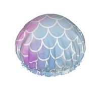 Bonnet de bain imprimé écailles de sirène colorées, protecteur de cheveux double couche, couverture élastique pour le lavage du visage, 27 cm
