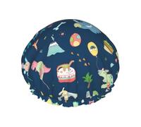 Bonnet de bain imprimé éléphant et Lea coloré, protecteur de cheveux double couche, couverture élastique pour le lavage du visage, 27 cm