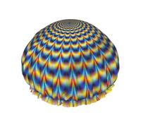 Bonnet de bain imprimé illusion d'optique en spirale, double couche, couverture élastique pour le lavage du visage, 27 cm