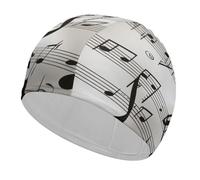 Bonnet de bain imprimé notes de musique, bonnet de bain haute élasticité pour homme et femme, durable, imperméable, garde les cheveux au sec, parfait pour la piscine, la plage, la natation