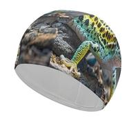 Bonnet de bain léopard Little Gecko confortable pour réduire la traînée et protéger les cheveux, durable, doux, élastique, garde la coiffure inchangée pour homme et femme